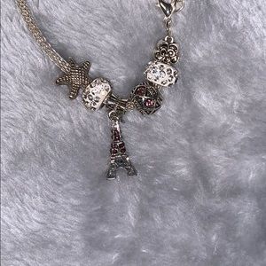 Silver Eiffel Tower Charm Bracelet